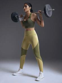 Powerista 拼色高腰无缝紧身裤 - 棕色 - 查看 7