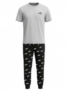 Lacoste Men's Pyjama Set Grey Black - Argent Chine/Noir-Blanc - View 5