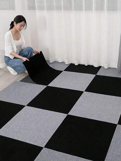 20片装自粘地毯地砖 - 易于裁剪拼接，适用于办公室或阳台装饰，防滑地砖，适用于客厅、卧室、书房、家居地面装饰、办公室地毯，11.81英寸拼接地垫，生日毕业礼物，自粘地砖，剥离粘贴，客厅装饰，房间装饰，家居装饰，厨房装饰