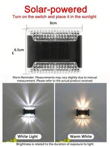 4Pcs Solar LED Wall Lights - Outdoor Waterproof Smart Lighting Control Sensor, Dusk To Dawn Automatic On/Off, Waterproof, Wide-Angle Illumination, Suitable For Outdoor Garden Decoration, Terrace, Balcony, Fence And Corner Lighting - Multicolor - View 7