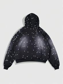 ROMWE MEN Street Life Herren Streetstyle Lässig bedruckter Reißverschluss Kapuzenpullover - Verschiedenfarbig - Übersicht 2