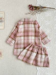 SHEIN New Baby Girls 3 Pieces Set Autumn/Winter, Elegant School Style Princess Dress Outfit - Pastel - View 8