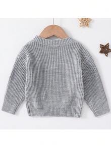 Loomiva Baby Boy Cartoon Dinosaur Pattern Halloween Crew Neck Long Sleeve Sweater In Fall/Winter - Light Grey - View 2