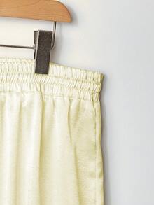 Franclia 大码缎面抽绳系腰直筒裤 - 淡黃色 - 查看 4