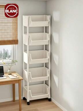 Madebyblanc 多功能滚动储物推车 - 多层储物架，适用于厨房、浴室和客厅，移动方便，塑料结构，浴室储物推车，置物架