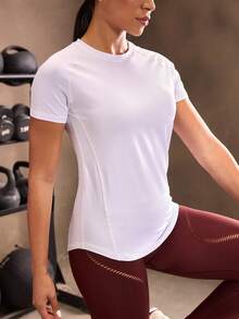Powerista Breathable Twist Front Sports Tee Compression Shirt Gym Women Shirts - White - View 3