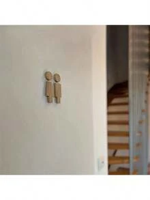 Madebyblanc 2pcs Premium 6.6" Double-Sided Tape Men's And Women's Toilet Sign With Solid Wood Backing Best Gifts Birthday Graduation - Multicolor - View 5