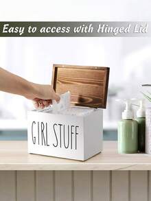 1 pieza Caja de almacenamiento, organizador de control remoto de TV blanco y rosa, soporte de control remoto de escritorio, caja de control remoto de madera para mesa de noche, caja de almacenamiento de mesa de noche, puede almacenar joyas, artículos pequeños. - Multicolor - Ver 4