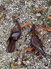 Jeta Ari Women's Elegant Pointed Toe High Heel Slip-On Pumps - Brown - View 1