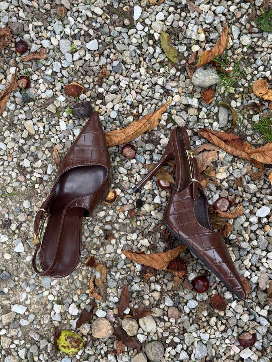 Jeta Ari Women's Elegant Pointed Toe High Heel Slip-On Pumps - Brown - View 1