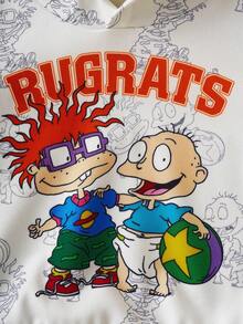 Nick 90s | SHEIN Baby Boy Cartoon Nick Figure Graphic Cute Casual White Hooded Sweatshirt - White - View 4