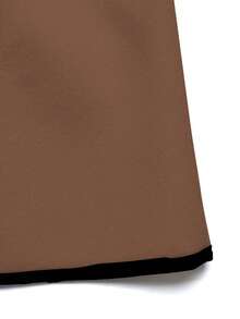 SHEIN LUNE Women's Autumn/Winter Fashion Contrast Color Trim Double-Breasted Overcoat - Camel - View 4