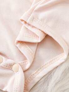 5pcs/Set Baby Girls' Spring/Autumn New Envelope Collar Rabbit Print/Cherry Print/Brown Heart Print/Floral Print/Polka Dot Print Long Sleeve Bodysuit Outfit, Infant Casual Bodysuit - Multicolor - View 3