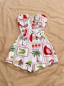 Soleia Bộ đồ liền thân hở lưng họa tiết hình bóng màu nước in hình xoắn phía trước dành cho nữ mùa xuân/hè Carnival Cruise Resort, dáng rộng, thích hợp mặc trong các dịp tiệc tùng, hẹn hò, ngày lễ tình nhân, mặc nhiều lớp - Nhiều màu - Xem 4