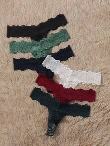 SHEIN 6pcs/Set Women Lace Seamless Thong Panties