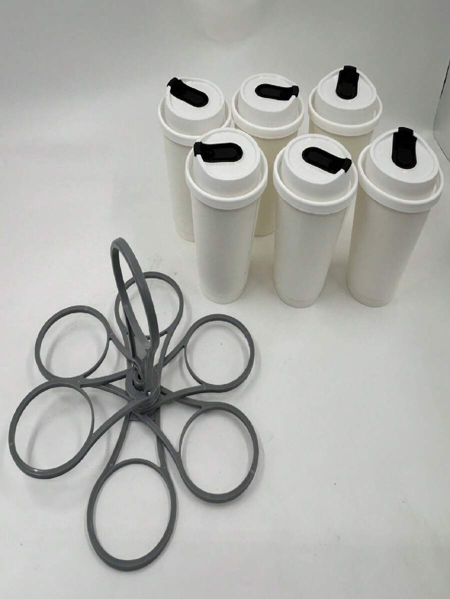 1/2/3件装塑料多杯饮料收纳架,适用于咖啡、啤酒等饮品,便携式6格旋转折叠饮料架,适合团体聚会,可调节旅行饮料收纳架,方便户外派对和假日旅行使用。 - 彩色 - 查看 1