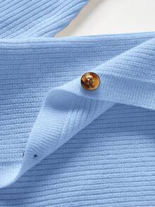 新生女宝宝可爱针织连体衣套装，含脚套和帽子，适合秋冬季穿着 - 淺藍色 - 查看 8