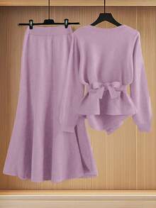 Lyxana New Elegant Button Decor Pullover Sweater, Minimalist European & American Style Fashion Knit Top - Pink - View 2