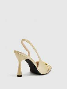CUCCOO BIZCHIC Women's Fashion Black Patent Leather Slim High Heel Pumps, Suitable For Commuting, Dates, Gatherings, Parties And Other Occasions - Gold - View 9