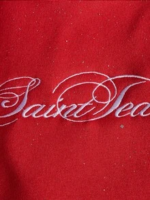 PAVTROS 男士街头复古风运动裤，弹力腰带抽绳针织慢跑裤，抓绒面料，亮片面料和图案，星空图案，复古手写字母图案，秋冬街头服饰，嘻哈风，送给男友的礼物，男士星空印花运动裤。街头服饰，朋友，情侣装，宽松版型，男士，印花，日系风格，男女皆宜，我爱我的女朋友 - 紅色 - 查看 3