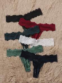 SHEIN 6pcs/Set Women Lace Seamless Thong Panties