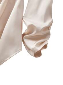 GlowEve CURVE Women's Fashionable Elegant Pleated Long Sleeve Blazer Jacket And Wide Leg Pants Set - Apricot - View 4