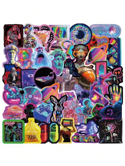50pcs Cyber Style Stickers Punk Style Technology Design Poster Stickers For Laptops, Mobile Phones, Motorcycles, Car, Envelopes Decoration