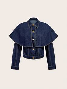 Selenza 休闲牛仔女式新款修身时尚牛仔夹克 - 深色水洗藍 - 查看 9