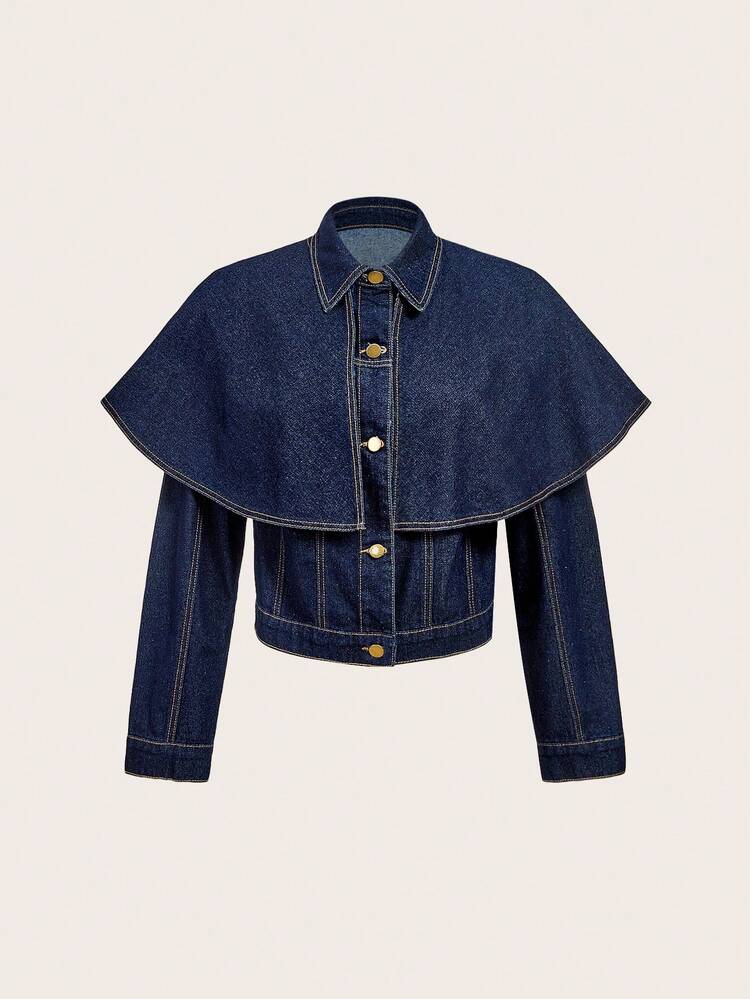 Selenza 休闲牛仔女式新款修身时尚牛仔夹克 - 深色水洗藍 - 查看 9