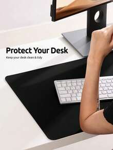 1pc Solid Color Mouse Mat, Minimalism Desk Mat For Home, Office,School,PU Leather Material - Multicolor - View 6
