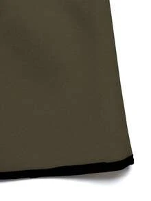 SHEIN LUNE Mantel Panjang Wanita Model Double-Breasted dengan Trim Warna Kontras, Cocok untuk Musim Gugur/Dingin - Hijau Tentara - View 4