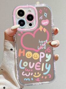 1 pieza Funda de teléfono espejo color crema compatible con iPhone 11 12 13 14 Pro Max 15 16 Pro Max - "El corazón quiere ser feliz" Resistente al agua, a los golpes y a los arañazos - Multicolor - Ver 1