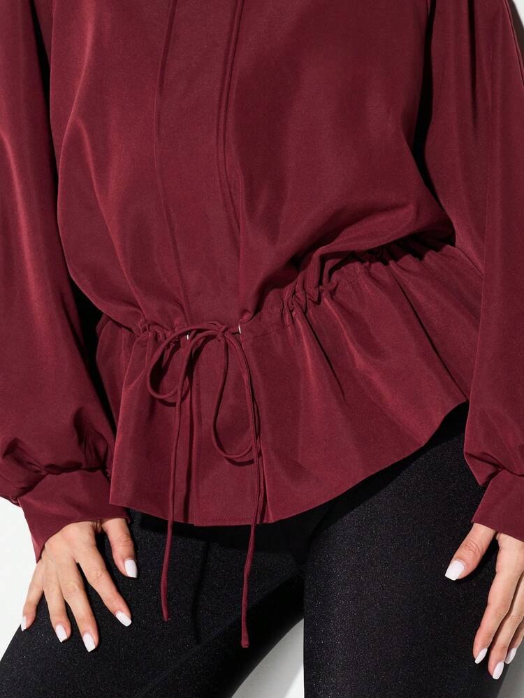 KIZN Funnel Neck Drawstring Jacket With Oversized Fit