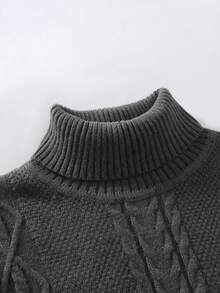Calvornis Men's Casual Turtleneck Long Sleeve Sweater, Autumn/Winter - Grey - View 5