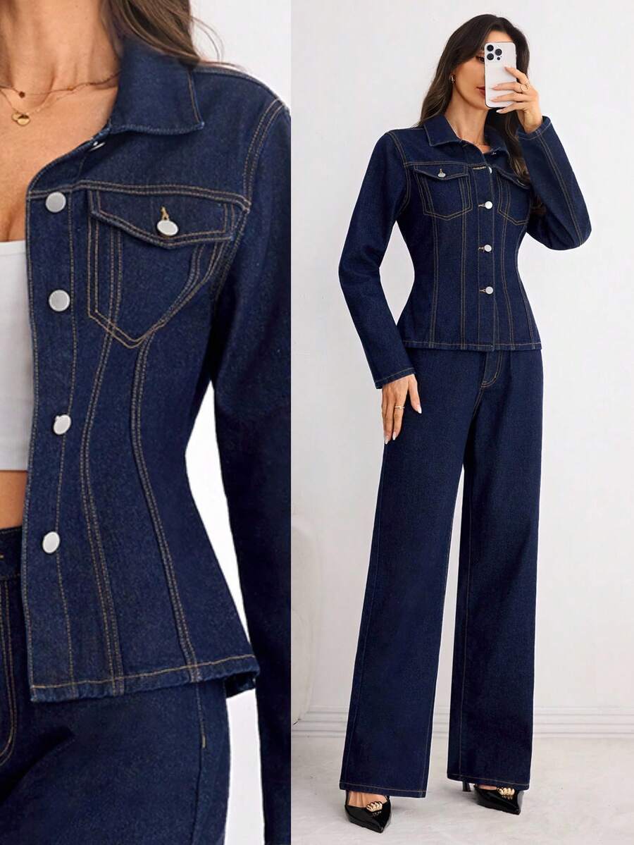 Elenzga Women's Denim Raglan Sleeve Cropped Jacket, Beige