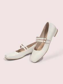 CUCCOO DOLLMOD Women's Square Toe Apricot Shoes Classic Retro Mary Jane Dance Shoes Campus Style Cute Style Casual Style Foot Strap Spring Shoes Spring Break Easter For Christmas - Light Grey - View 9