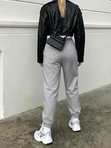 EMERY ROSE Women's Regular Sweatpants, Japan Sweatshirt 220 - Light Grey - View 2