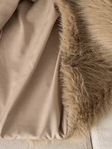 Elladie kids Young Girl Casual Fluffy Faux Fur Loose Coat, Chic & Elegant Urban For Winter - Apricot - View 4