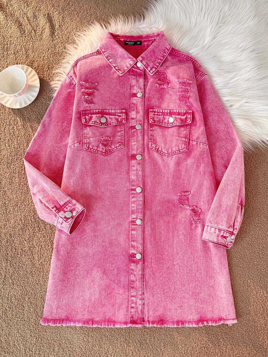 Comfortcana Plus Size Y2k Style Valentine's Day Pink Denim Jacket, Made Of