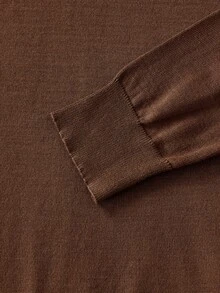 Men's Solid Color Casual Turtleneck Long Sleeve Pullover Sweater, Old Money Style, For Fall Winter - Brown - View 4