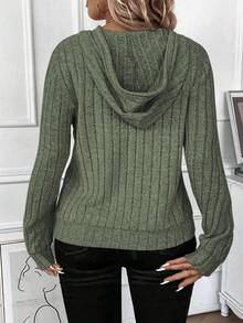 EMERY ROSE Plus Size Women Casual Solid Color Sweatshirts - Army Green - View 2