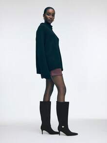 Mnmlis Botas de tacón fino con punta puntiaguda y cremallera en la parte trasera para mujer - Negro - Ver 6