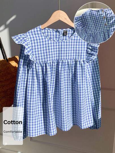 Comfortcana 女士格子长袖圆领衬衫