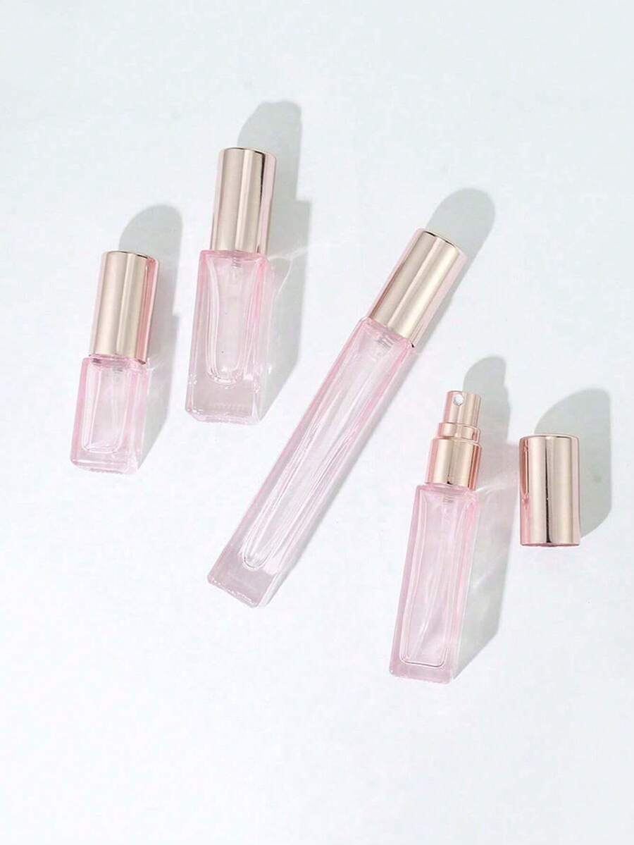 1PC/4PCS 3/5/10ML Glass Perfume Spray Bottles With Aluminum Sprayer, Refillable Travel Atomizers