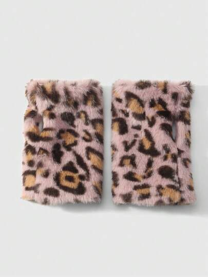 Goth 1 Coppia di guanti senza dita versatili e alla moda in stile Y2K, in morbida pelliccia di finta pelliccia di coniglio, con stampa leopardata e tigrata, adatti per outfit quotidiani di donne/ragazze, regalo per le vacanze