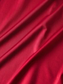 SHEIN MOD 女士缎面修身连衣裙，酒红色连衣裙，适合新年、派对、情人节、正式场合，束腰中长连衣裙，冬季连衣裙，新年连衣裙，除夕连衣裙，优雅派对连衣裙，红色情人节连衣裙，优雅红色连衣裙，约会之夜曲线美穿搭，情人节，春季连衣裙 - 酒紅色 - 查看 4