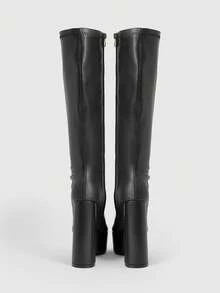 CUCCOO LuxiPop 女士厚底时尚日常高跟靴 - 黑色 - 查看 5