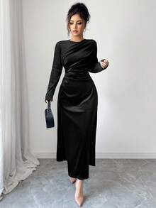 Modelyn 法式设计束腰显瘦女装 - 黑色 - 查看 5