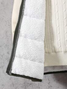 Vacaura 男童休闲连帽字母刺绣棉质背心，秋冬季 - 軍綠色 - 查看 6