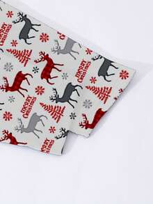 Christmas Reindeer Print Thermal Lined Crew Neck Sweatshirt + Leggings Set For Tween Girls Fashionable & Versatile For Casual Wear, Autumn & Winter - Multicolor - View 5